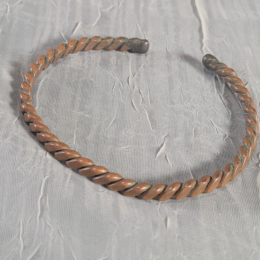Artisan Copper Cuff Bracelet Unisex Copper Twisted Rope Braided Patina Jewelry